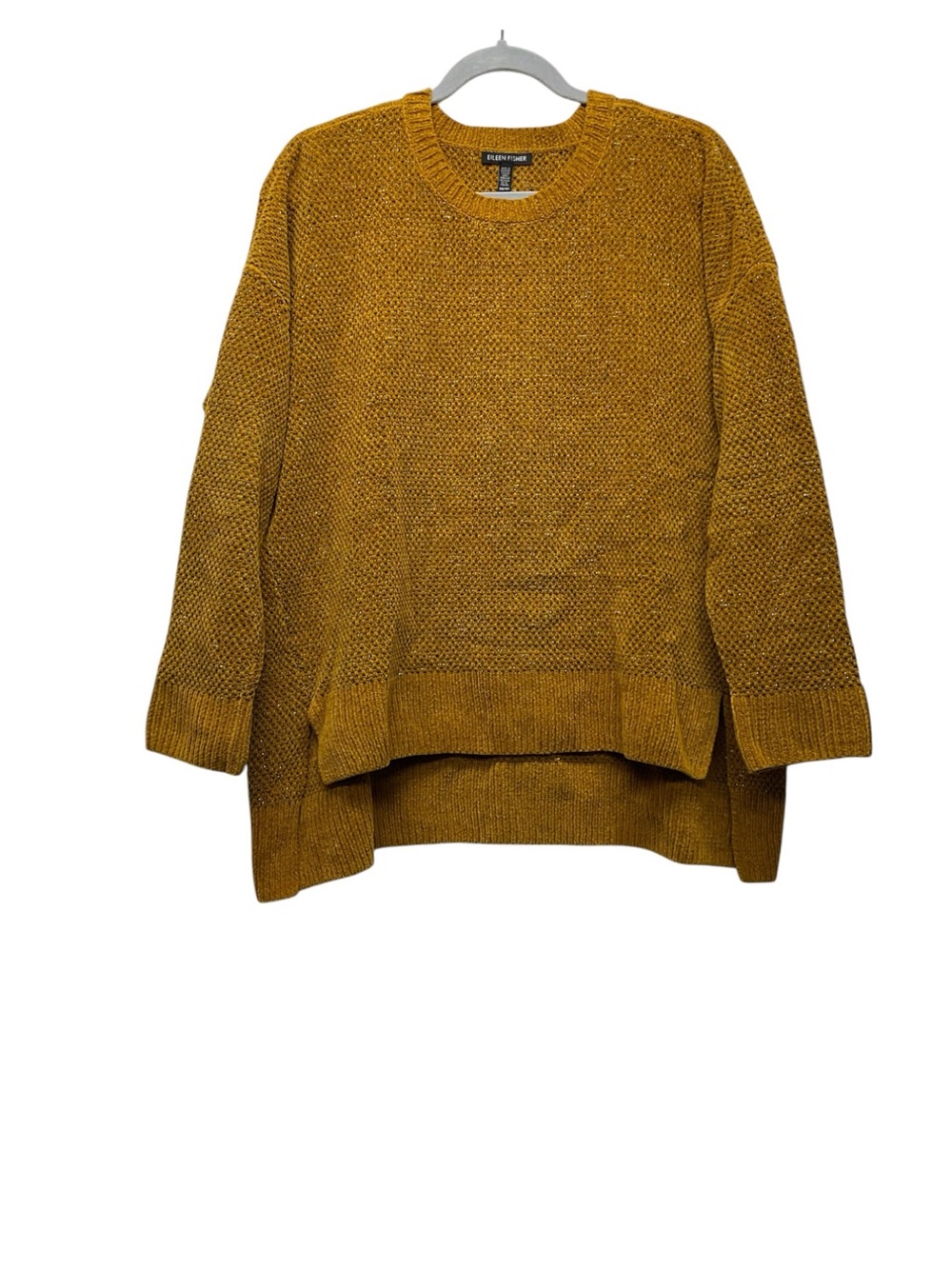 Eileen Fisher crewneck Organic Cotton Chenille sweater Size XS Hi-low hem